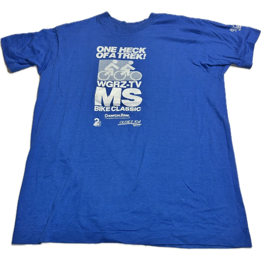 Vintage 80's Western New York Cycling T-Shirt‎ Blue XL Screen Stars Pepsi Single